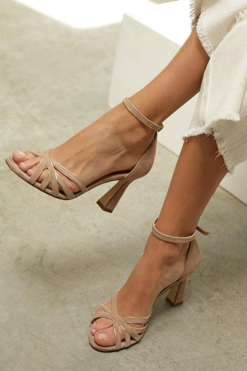 Elvira™ | Sandalias de patchwork con punta redonda y tacón fino