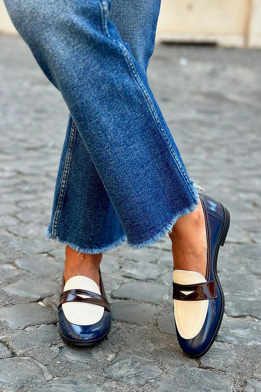 Marga | Mocasín tacón bajo azul marino
