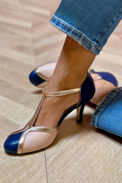 Alessia™ | Zapatos de salón con tira en T, punta redonda, coloridos y cómodos