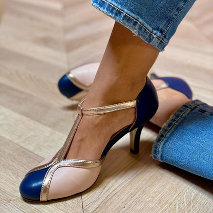 Alessia™ | Zapatos de salón con tira en T, punta redonda, coloridos y cómodos
