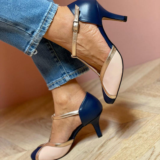 Alessia™ | Zapatos de salón con tira en T, punta redonda, coloridos y cómodos