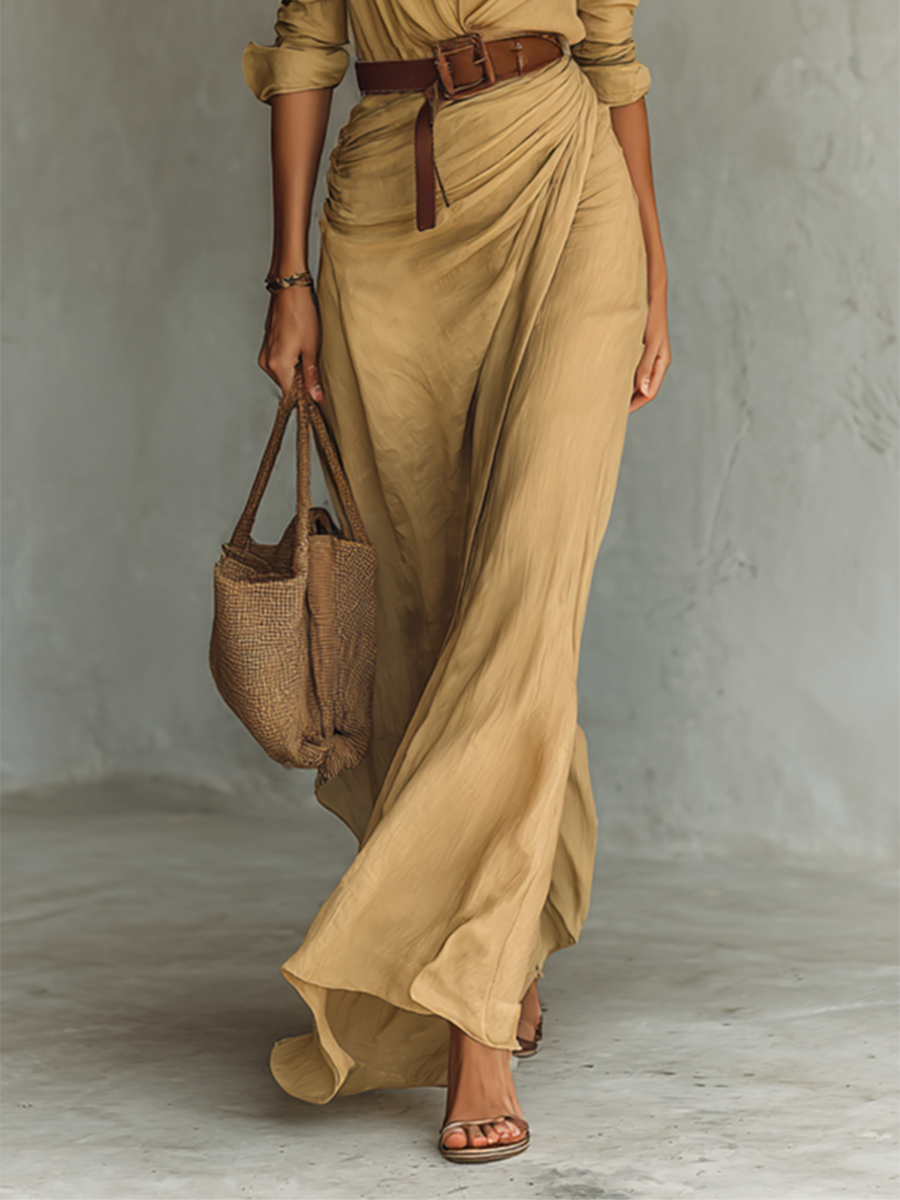 Nuria | Vestido Maxi Largo con Cuello Invertido